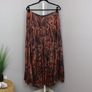 Peruvian Connection Abstract Maxi Skirt Brown Rust Print‎ Size 12 NWT